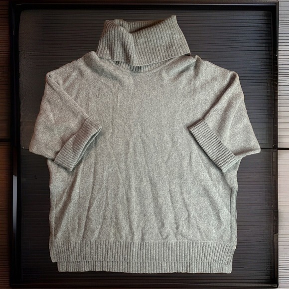 L.L. Bean Sweaters - LL Bean Sweater Womens Wool Grey Turtleneck Short Sleeve Poncho Merino Wool XS-S